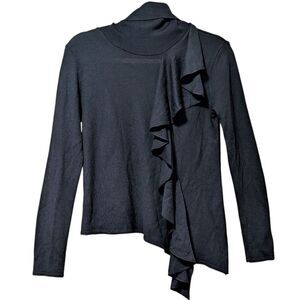 James Lakeland turtleneck black ruffle abstract black Italy women's size Small